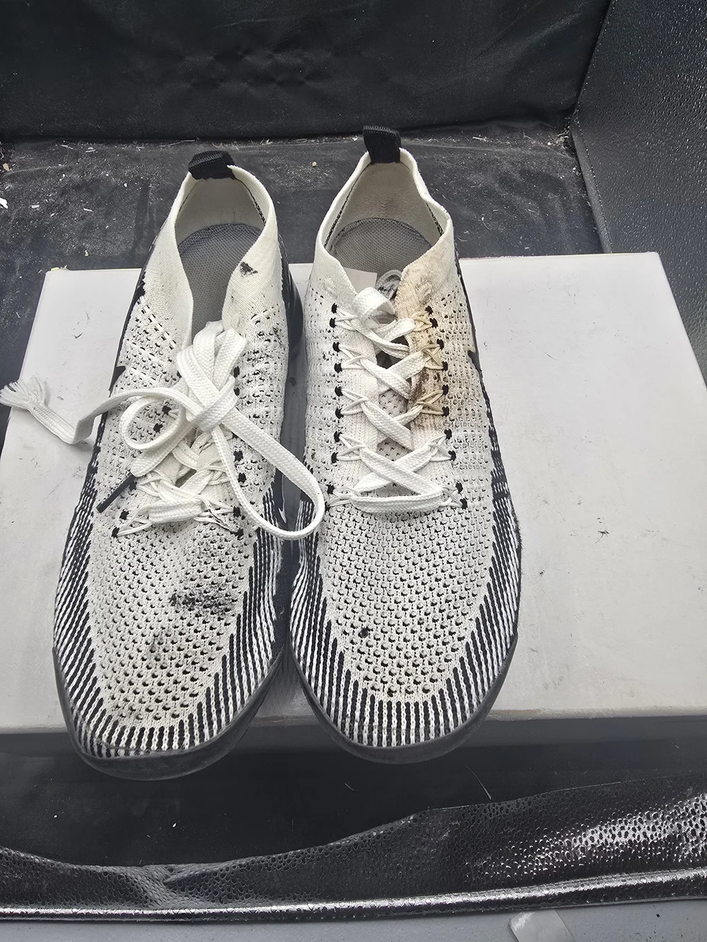 Men's‎ Lightweight Knit Lace-Up Sneakers in White and Black